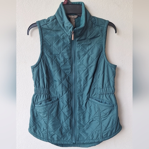 Bit & Bridle Quilted Vest Women Green Full Zip Pockets Size XS - Picture 1 of 5